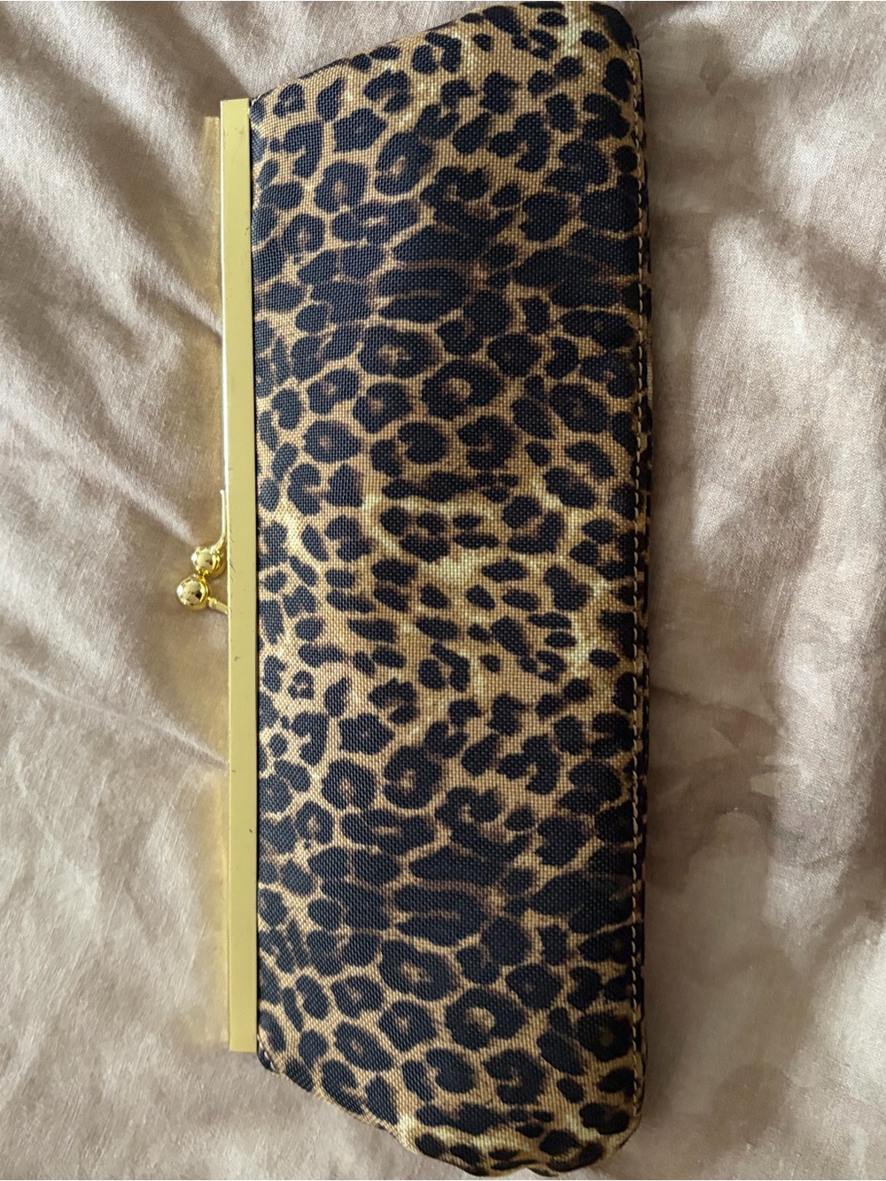 Source Unknown Leopard-Print Clutch with Gold Frame